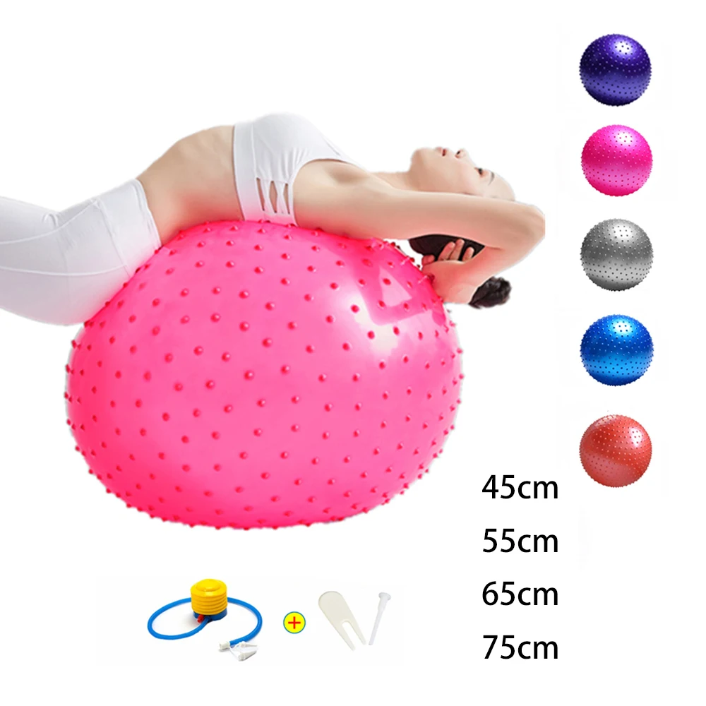 55cm / 65cm / 75cm Pointed Massage BallYoga Ball with Hedgehog Pump Fitness Fitball Pilates