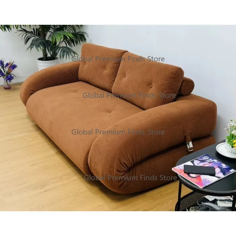 For One Seat Chenille Fabric Vacuum-Compressed Sofa Bed Frameless Design for Living Room/Balcony Tatami Simple Single
