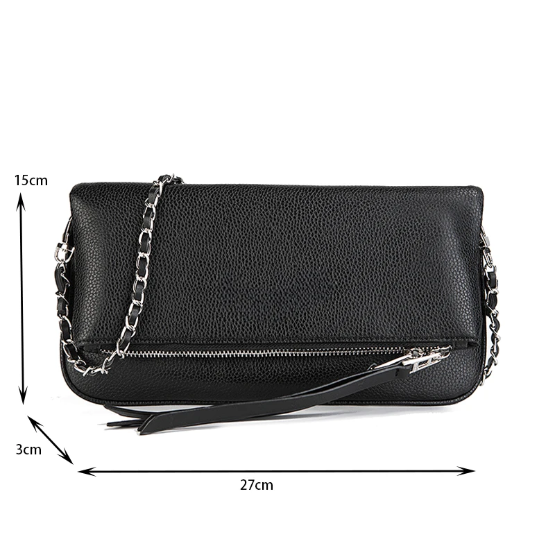 2025 New Women Fashion Shoulder Bag Black Vintage Chain Zadigent Envelope Bag Luxury Design Casual Outdoor Ladies Crossbody Bag