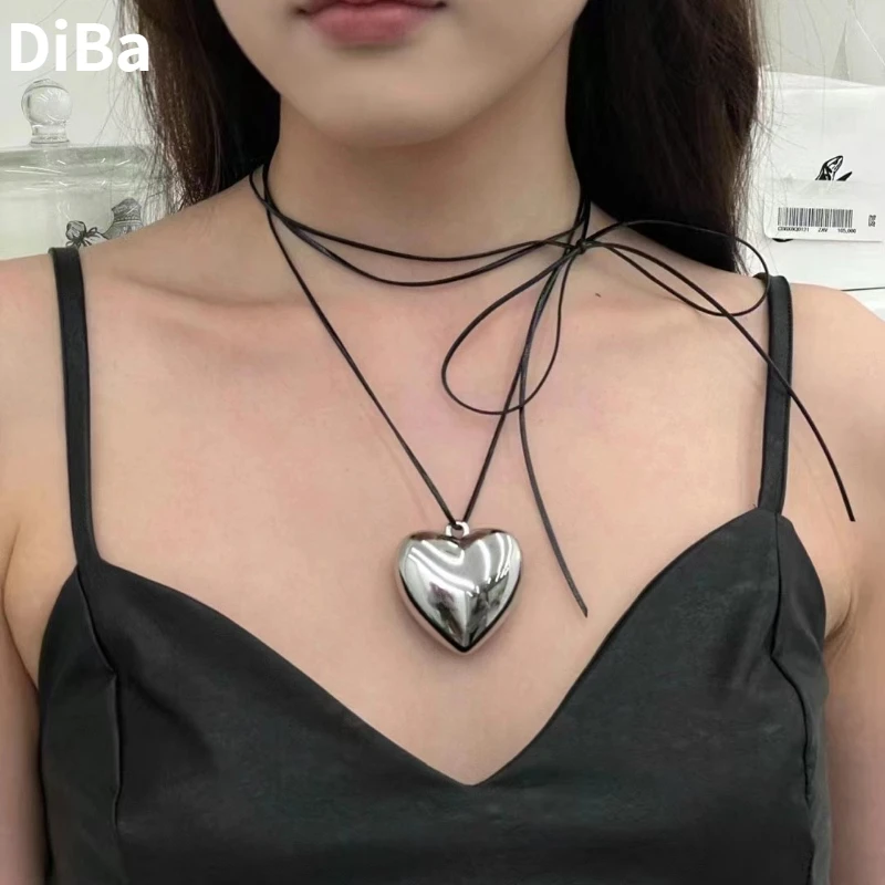 

Trendy Jewelry Popular Style Heart Pendant Black Cord Necklace For Women Girl Gift Fashion Accessories Dropshipping