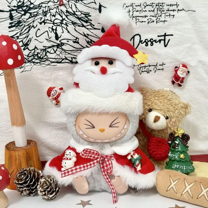 Suitable For 17cm Labubu Doll Clothes Christmas Set V1v2v3 Cotton Doll Clothes Christmas Winter Doll Accessories Holiday Gifts
