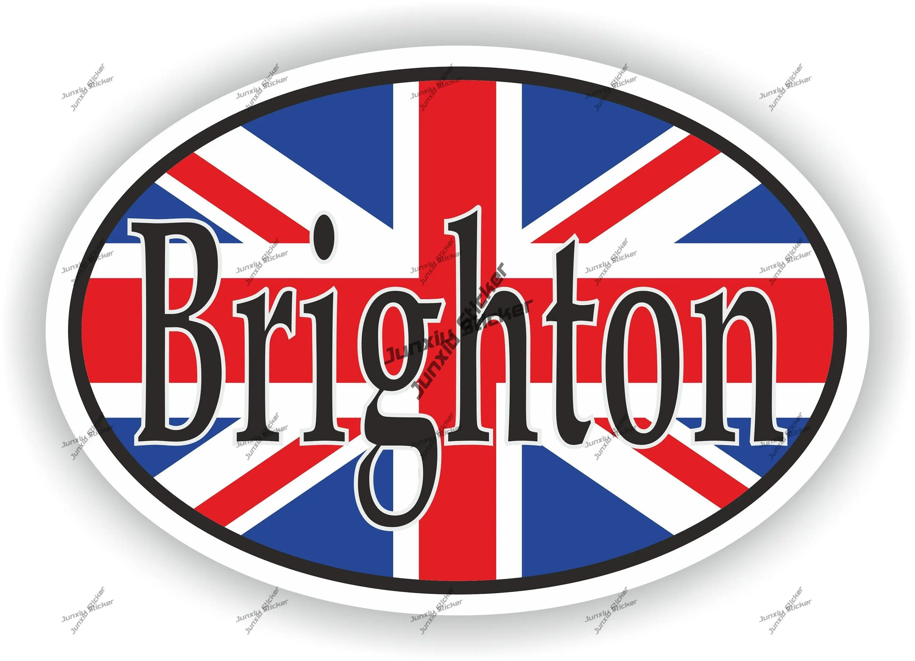 Brighton United Kingdom UK City Country Code Oval Sticker with Flag for Bumper Laptop Door Fridge Helmet ToolBox Hard Hat Tool