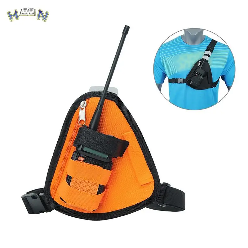 Ajustável Radio Harness Front Pack, saco de peito triângulo, bolsa coldre, estojo para Walkie Talkie, 1pc