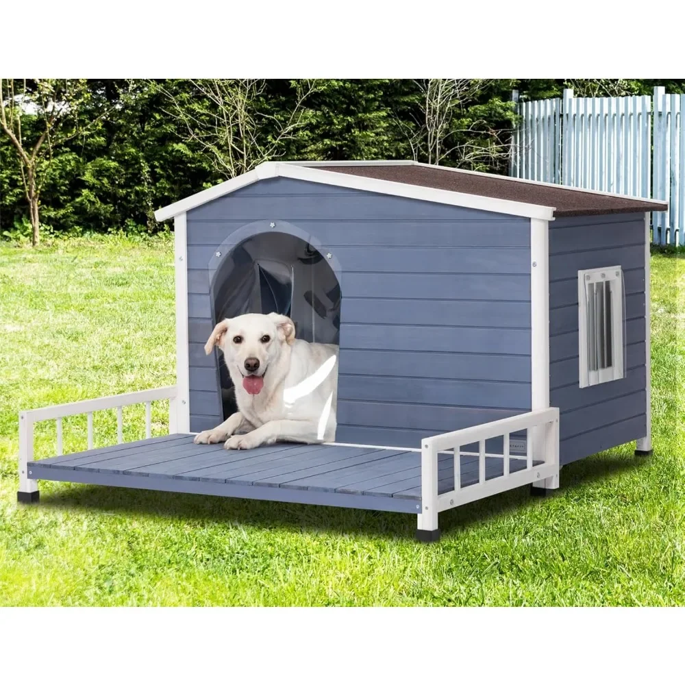 Duży domek dla psa, 45" L X 54" szer. X33 H, XL Dogs House Outdoor, Window & Door Flap, Outdoor Dog House dla dużych psów