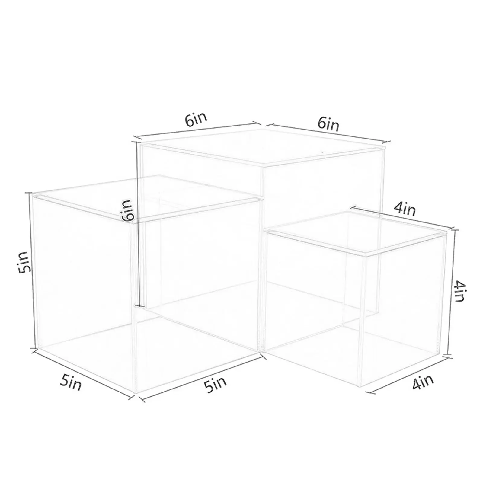 Set of 3 Acrylic Cube Stand Nesting Risers Multipurpose 4\