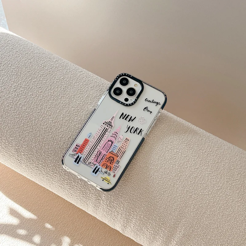 Hot London New York Graffiti Clear Phone Case For Iphone 11 14 15 Pro Max Silicone Soft 12 13 Mini 7 Plus SE3 XR XS Max Cover