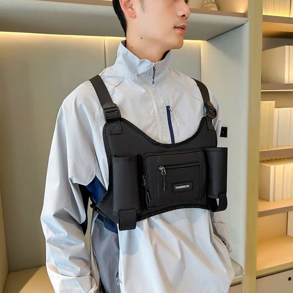 Tactical Chest Bag for Men Running Front Vest Backpack Rig Pouch Hiking Cycling Outdoor Camping Fishing Hunting Travel Bag