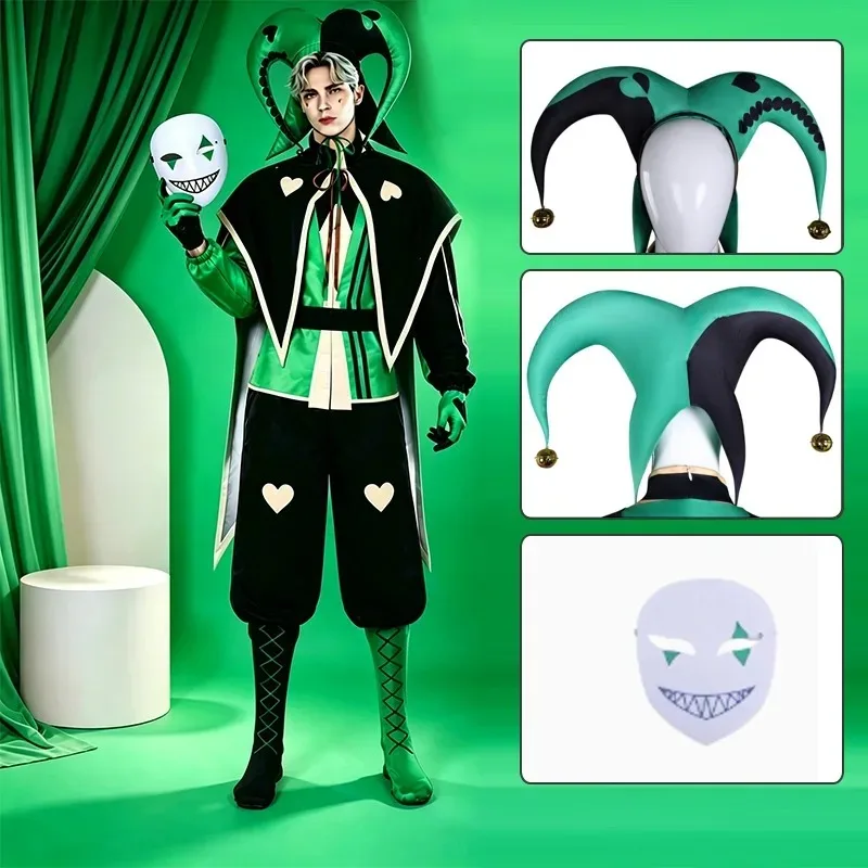 Disfraz de Payaso de Circo Pierrot, Traje de Joker para Fiesta de Halloween, Carnaval, Accesorios de Juego de Roles, Talla Grande para Adultos