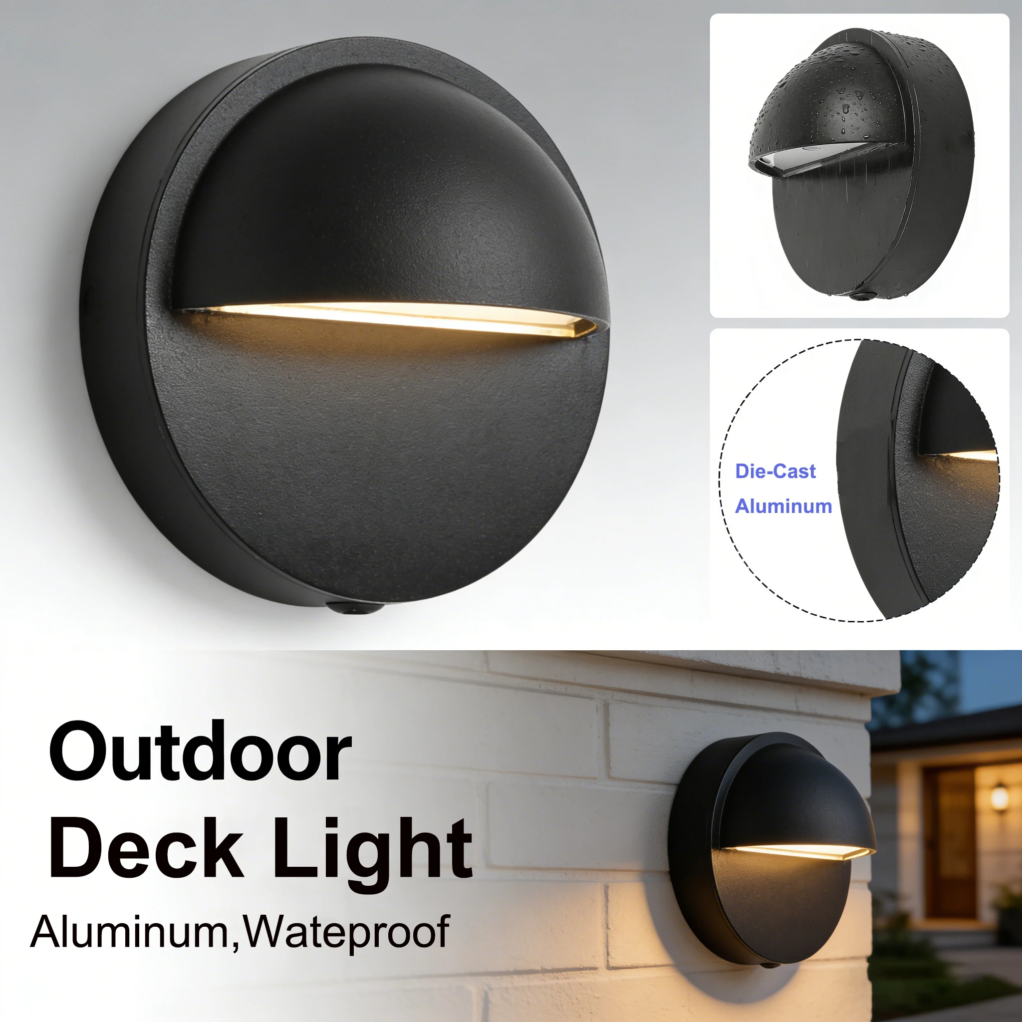 12V Low Voltage LED Deck Lights Aluminum IP65 Waterproof Half Moon Style Landscape Lighting for Garden Yard Fence Pathway Wall