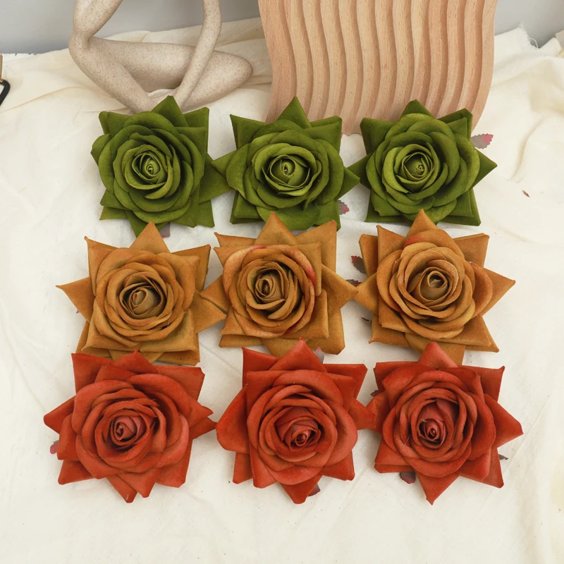 10CM Grand mur de roses artificielles de , fausses fleurs en soie, pour scrapbooking, pour décoration de mariage, pour couronne de noël, pour bricolage, accessoires de mariée