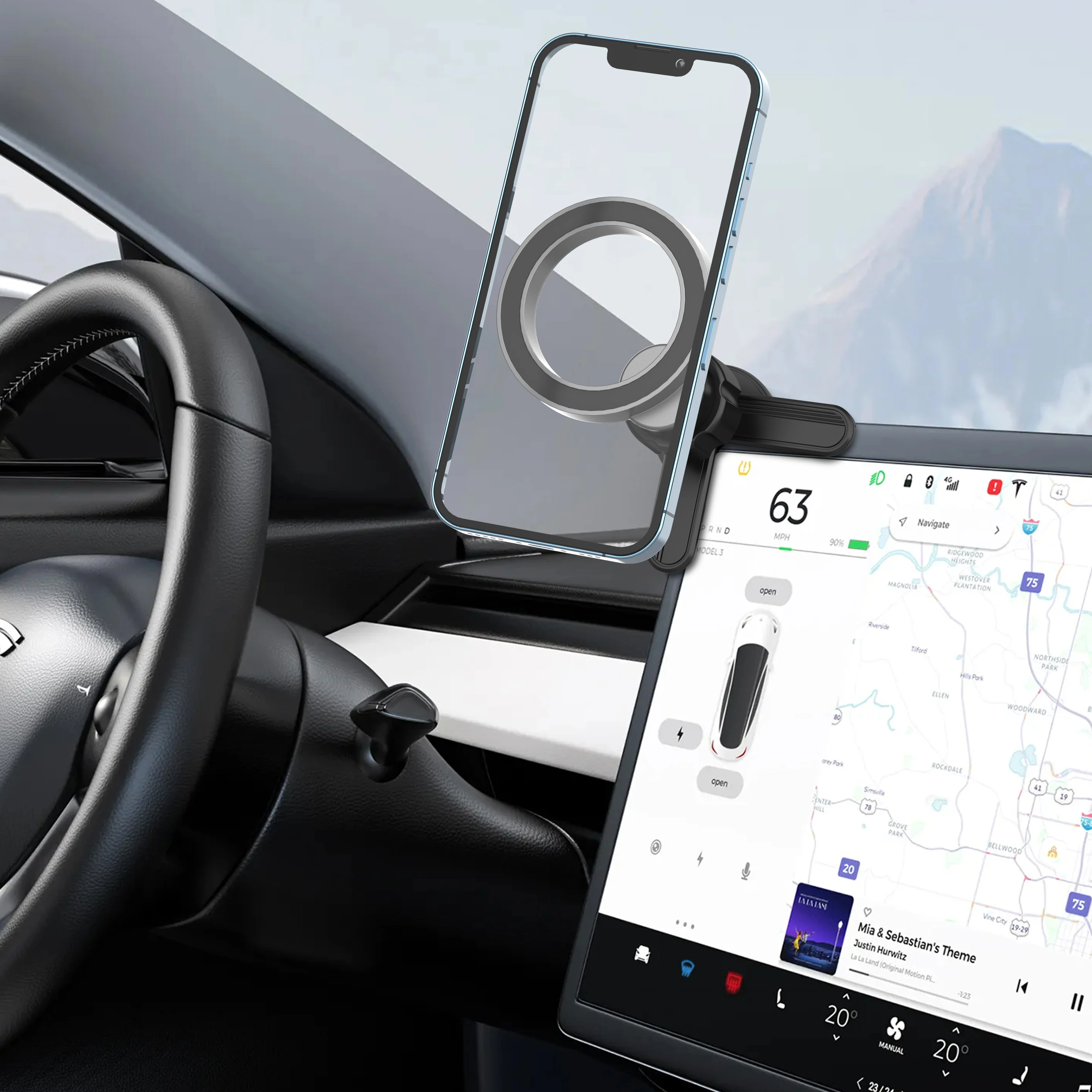 Suspended screen display, car phone holder, computer tablet suitable for Tesla Magsafe magnetic bracket