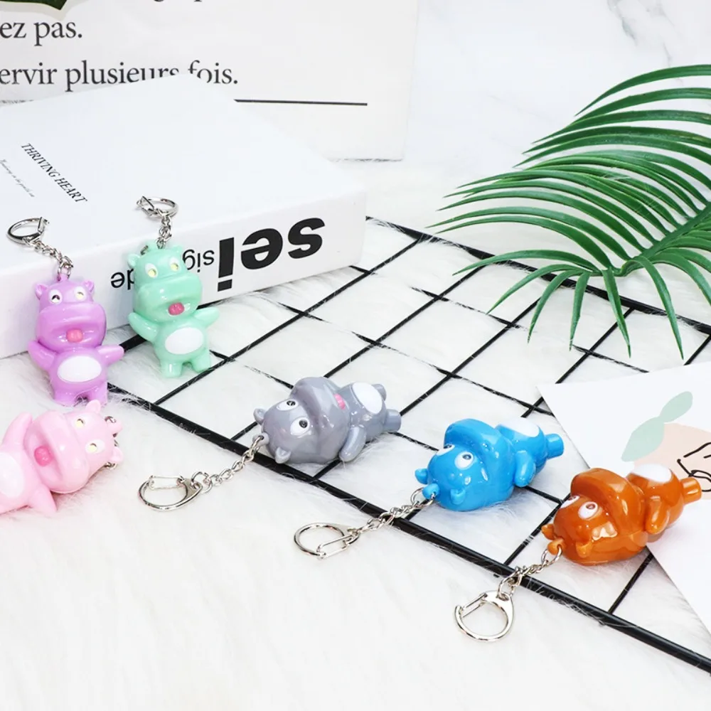 Portable Mini Moo Deng Key Ring Luminiferous Waterproof Bouncing Pig Mu Dang Doll Popular Thai Style Dwarf Hippo Pendant Daily