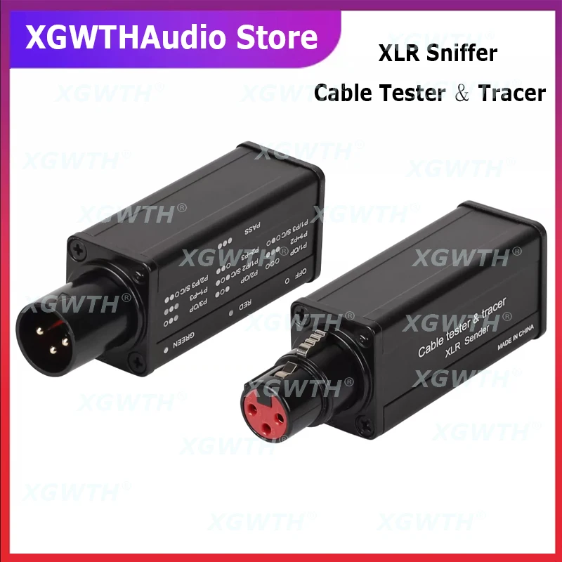XLR Sniffer Sender Portable XLR 3Pin Cable Tester Tracer Transmitter for Audio Technicians DJ Stage Studio Quick Diagnostics LED