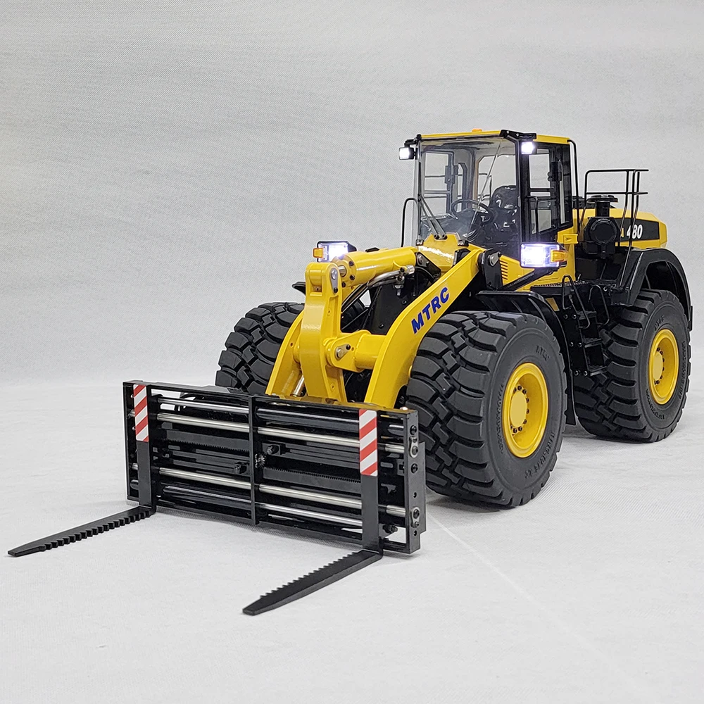 WA480 RC Loader 1/14 Hydraulic RC Loader Metal Model with Light and Sound System Engineering Machinery Remote Control Car Toy