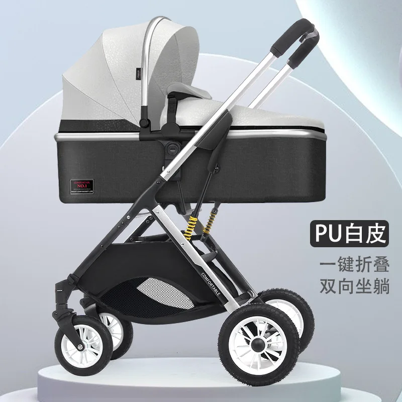 

Baby Stroller Can Be Seated Reclined Lightweight Foldable High Landscape Shock-absorbing Two-way Newborn Baby Stroller