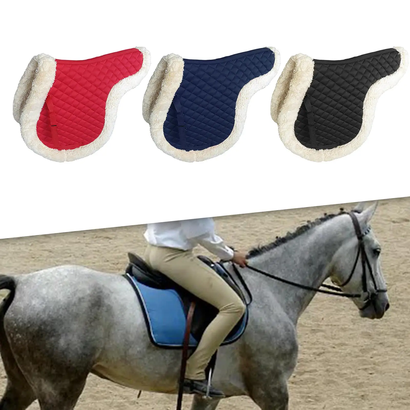 Quilted Saddle Pad Horse Riding Pads Equestrian Gear Thick Breathable Practical Sponge Lining Comfortable Dressage Saddle Pad