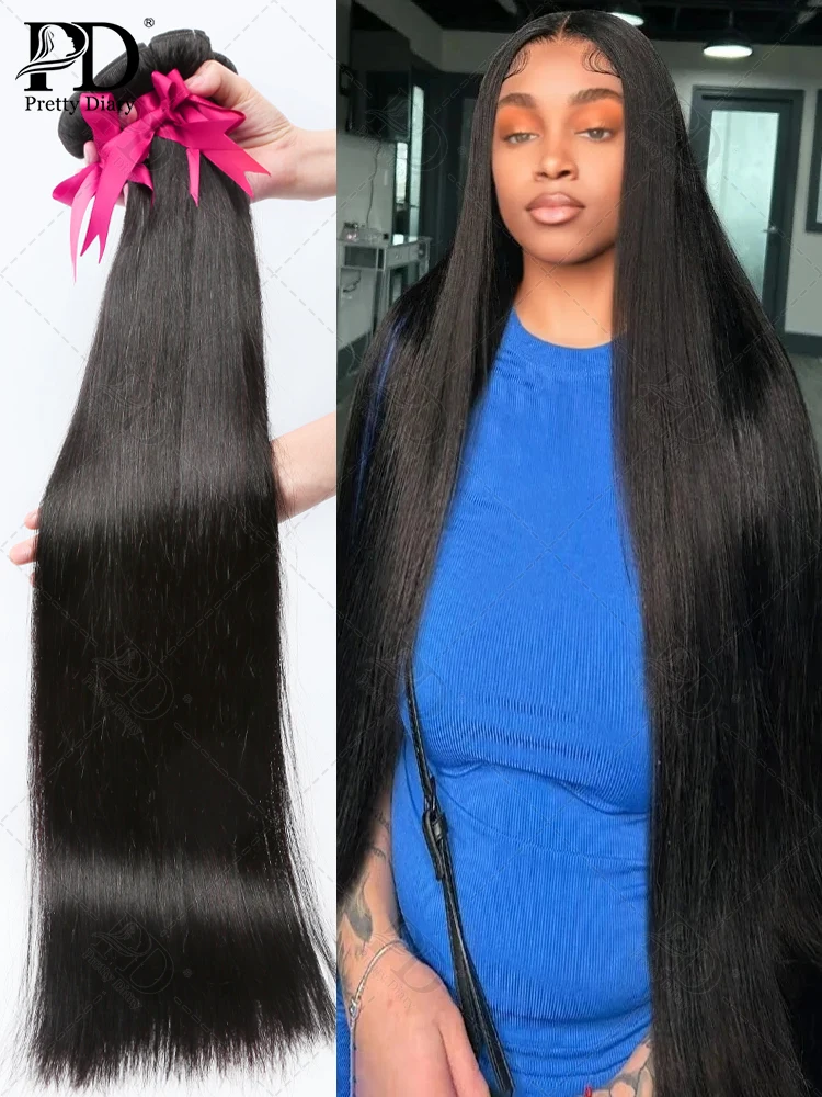 30 32Inch Bone Straight Human Hair Bundles 1 2 3 Bundles Raw Virgin Remy Brazilian Double Weft Bundles 100% Human Hair Wholesale