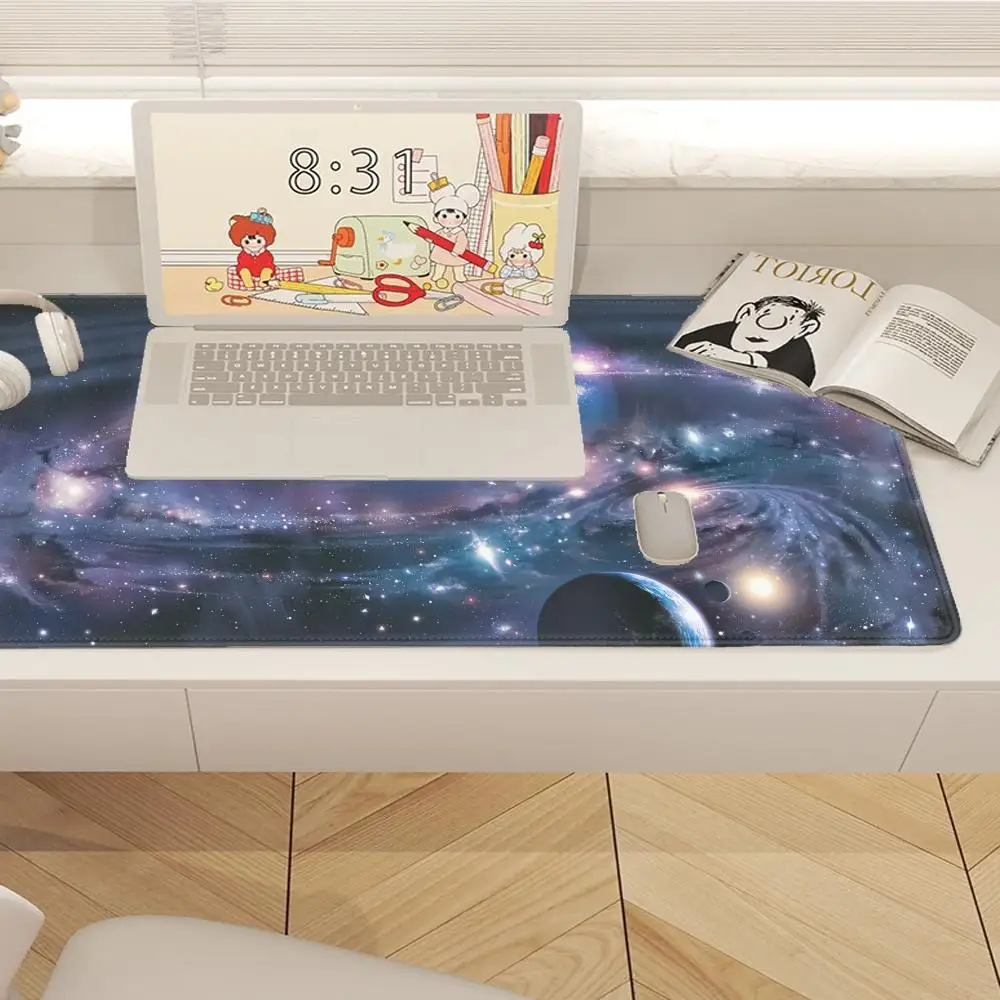 HYBXAXC Galaxy Nebula Gaming Mouse Pad Purple Blue Starry Sky Desk Mat Rubber Keyboard Pad for Daily Office Work and Gaming