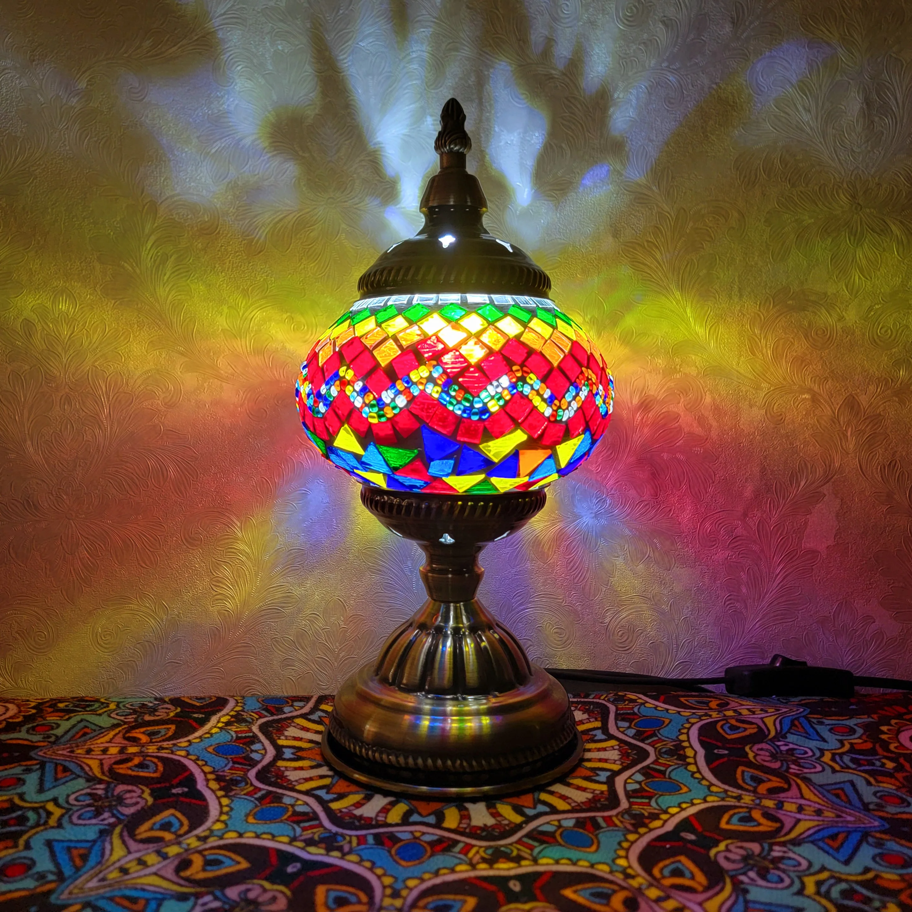 Tiffany Table Lamp Mosaic Stained Glass Blue Moroccan Lantern Desk Lights Decorative Handmade Tiffany Lighting