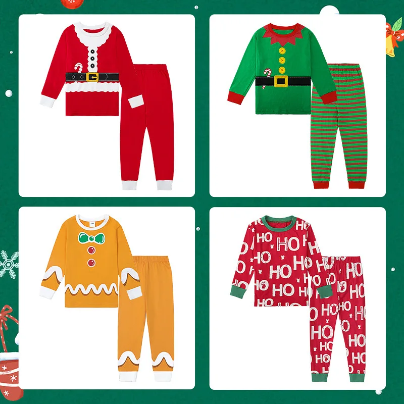 

Christmas Pajamas Santa Claus Cosplay Long Sleeve Top Pants Full Set Sleepwear Xmas Theme Party for Boys Girls Winter Season