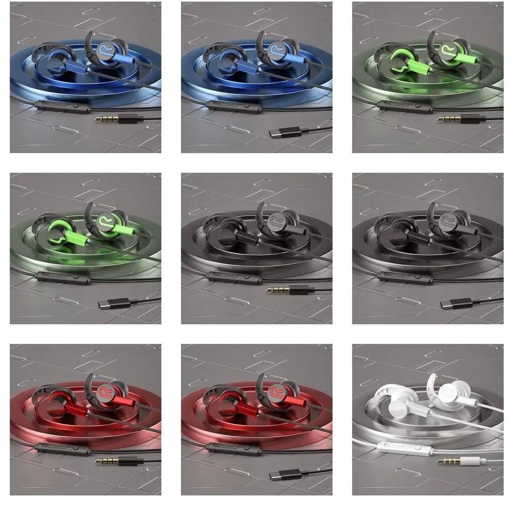 Gioco per giocatori con microfono Cuffie intrauricolari cablate di tipo C resistenti al sudore Auricolari super bassi Auricolari sportivi Cuffie cablate