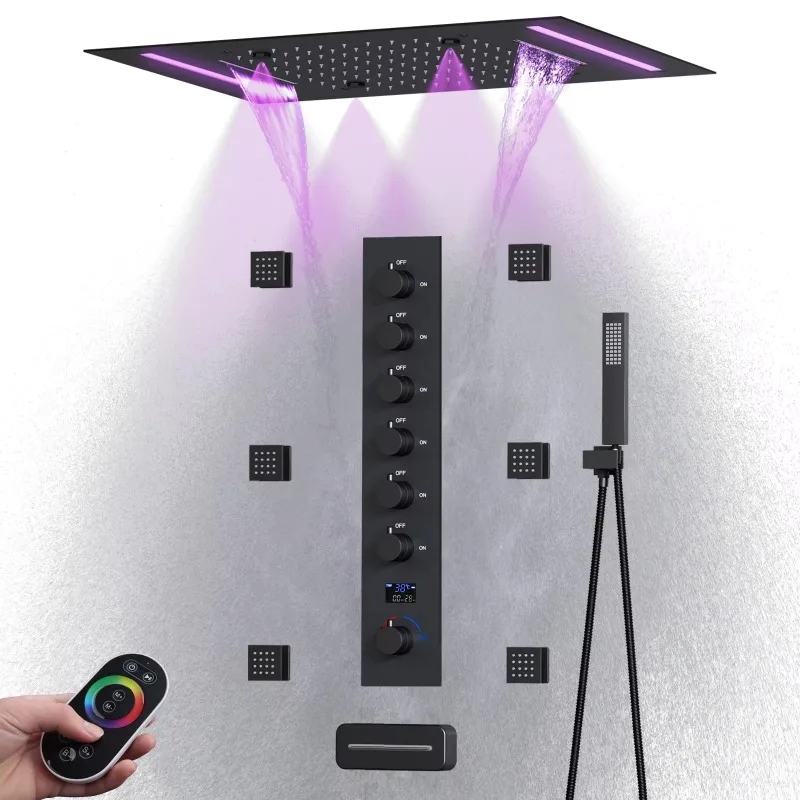

Modern Luxury Bathroom Digital Shower Set 4 Functions 7 Colors LED Music Ceiling Shower Smart Shower System Set