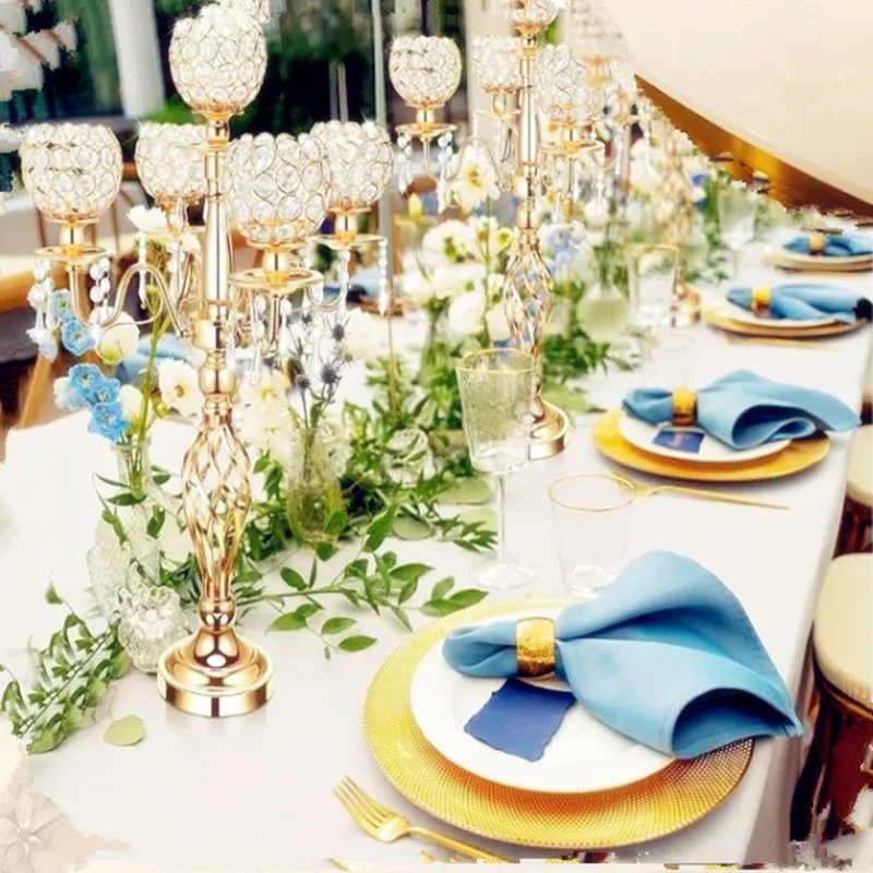 4 Pcs Crystal Candelabra Centerpieces for Tables 27 Inch Tall Crystal Candle Holders Bowl Candelabra Decor for Wedding Party