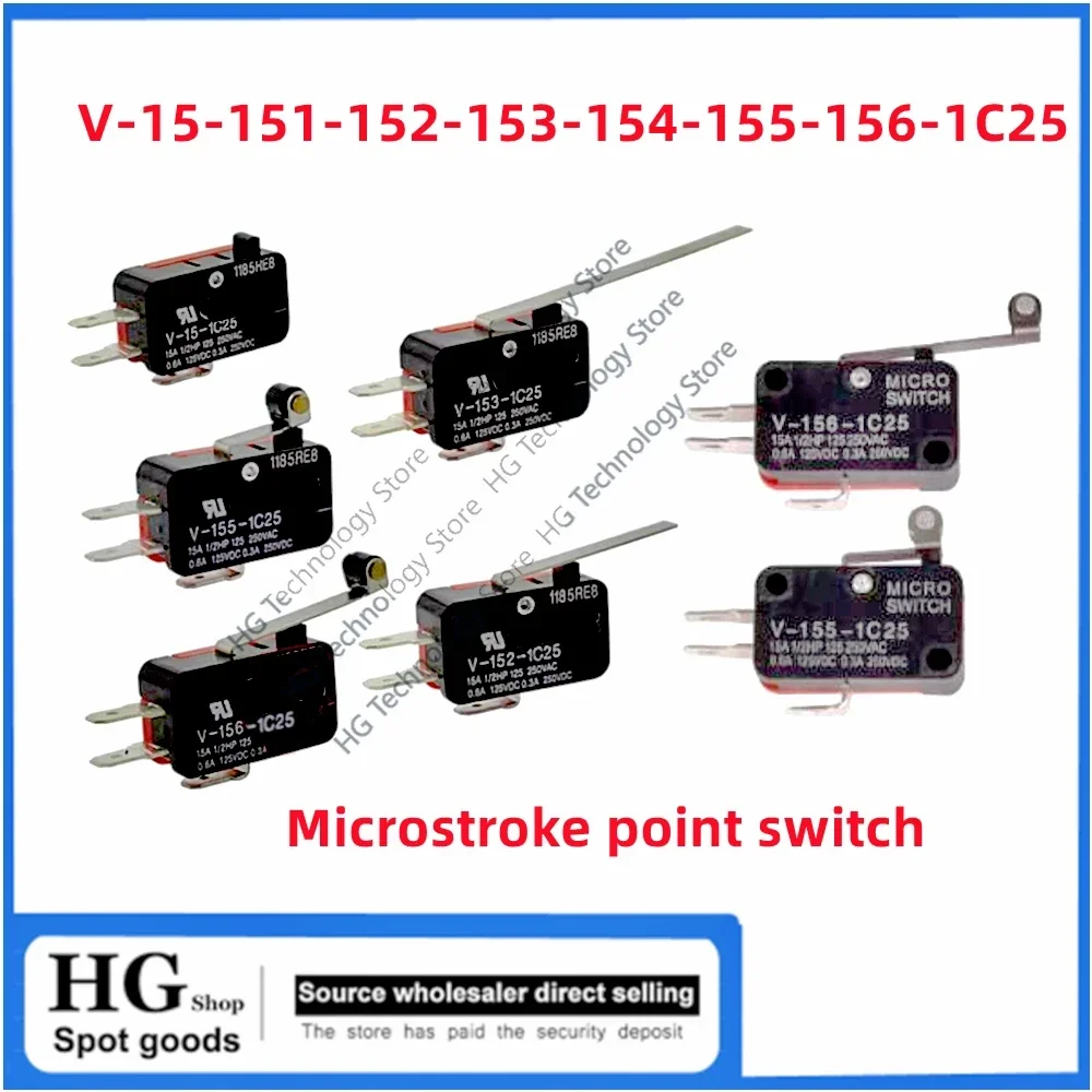 

Free Shipping 10PCS/Lot V-15-151-152-153-154-155-155-156-1C25/1A25 Small travel limit micro travel point switch 3 pin 15A