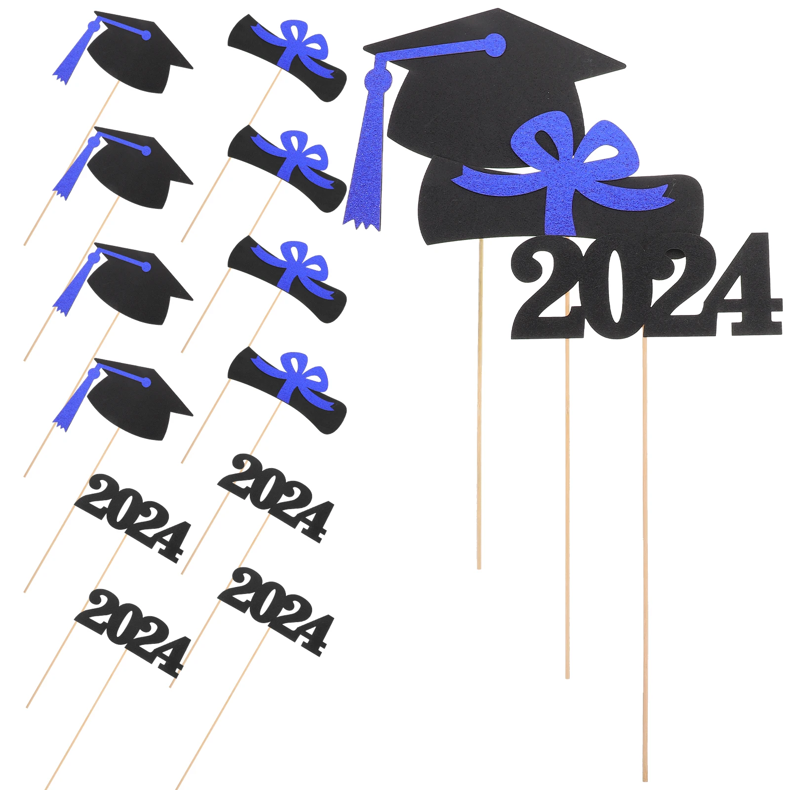 

5 set Graduation Vase Picks Dining Table Decoration Paper Toppers Photo Props Festive Grad Centerpieces
