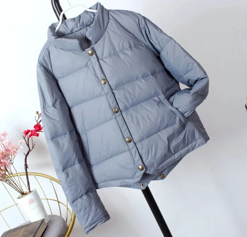 المرأة الأبيض بطة أسفل سترة البيسبول معطف عارضة الخريف الشتاء أبلى قصيرة للأزياء النسائية #1