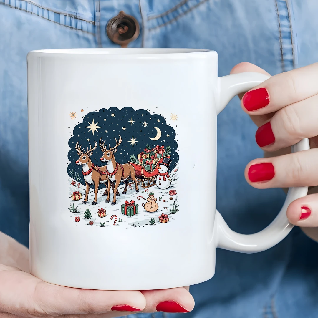 

11oz Christmas Cartoon Mug Kids Hot Drink Cup Christmas Gift Family Office Cup