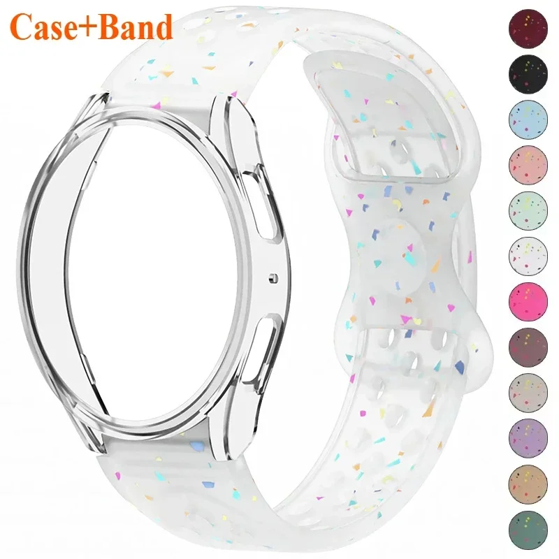 حافظة + حزام لساعة سامسونج جالاكسي 7 6 5 4 40 مللي متر 44 مللي متر حافظة حماية للكمبيوتر الشخصي بدون فجوات شريط سيليكون لساعة جالاكسي 6/4 كلاسيك #1