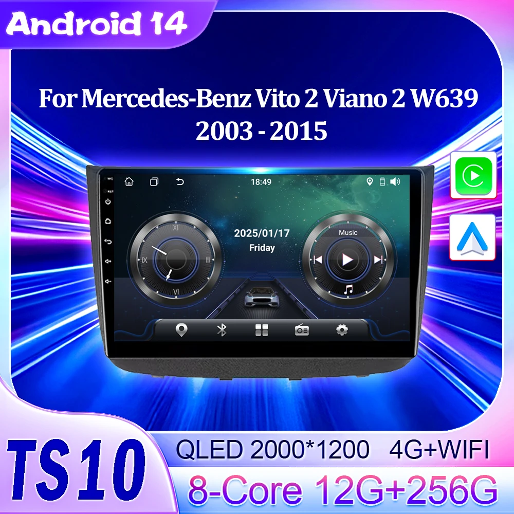 

Android 14 для Mercedes-Benz Vito 2 Viano 2 W639 2003-2015 Автомобильный мультимедийный радиоплеер с сенсорным экраном Интеллектуальные системы 8-ядерный