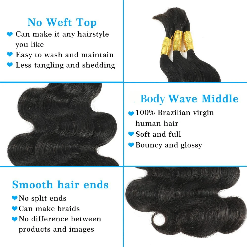  Body Wave Human Hair Bulk no Weft Human Hair Bundles for Braid Unprocessed Brazilian Hair Virgin Hair Bundles