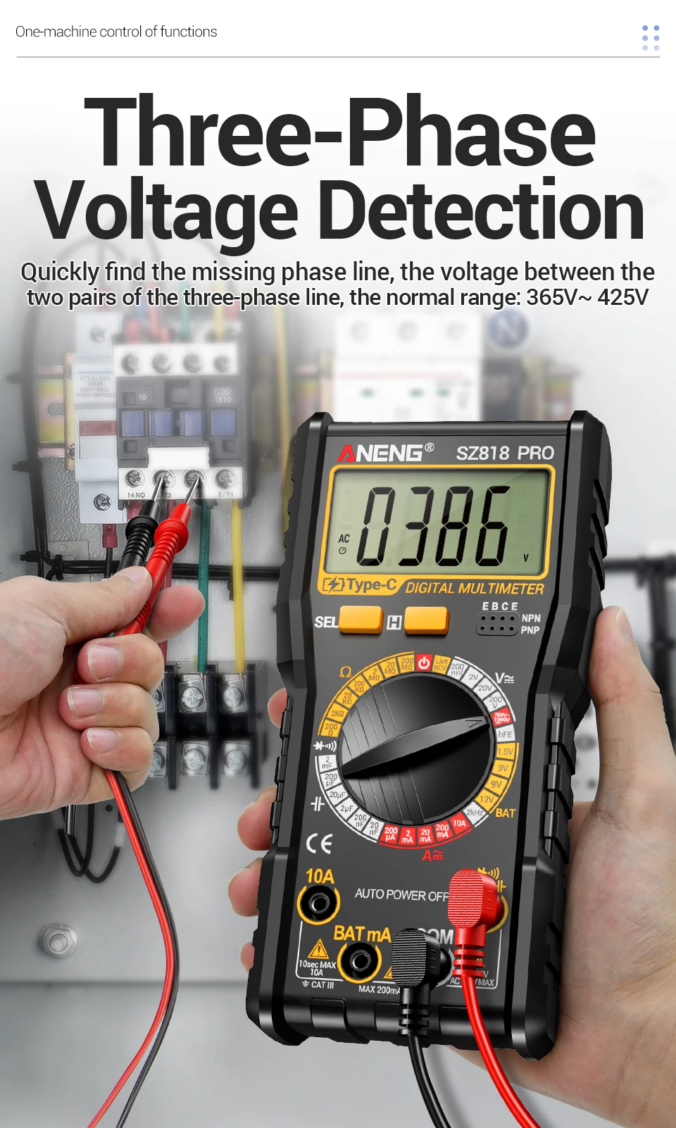 ANENG Digital Multimeters Rechargeable SZ818 Professional AC/DC Voltage NCV Ammeter Voltmeter HFE Triode Capacitor Test Tools