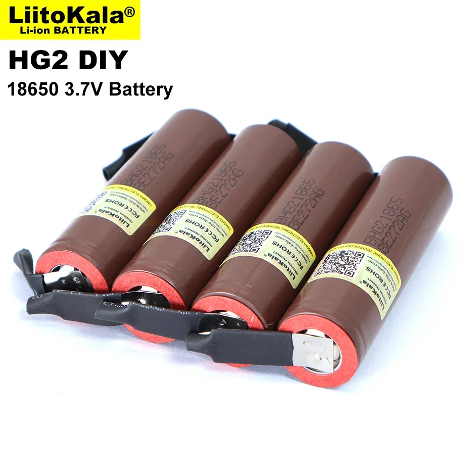 1-6PCS Liitokala HG2 18650 3000mAh Rechargeable Battery High-discharge, 30A High Current + DIY Nicke