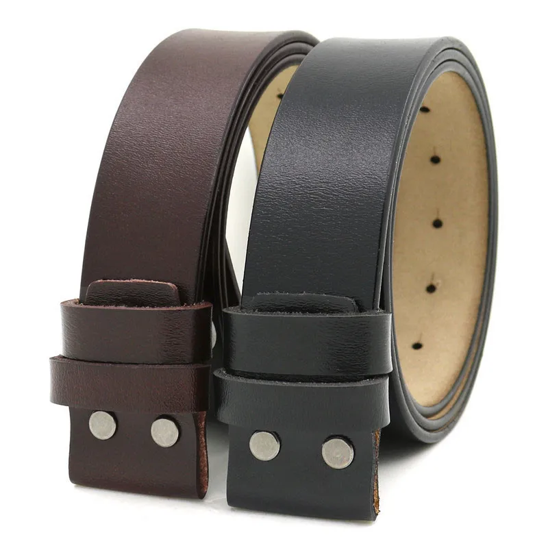 

Mens Belt Pure Cowhide Belt Strap 3.8CM No Buckle Genuine Leather Belts With Holes High Quality Belt