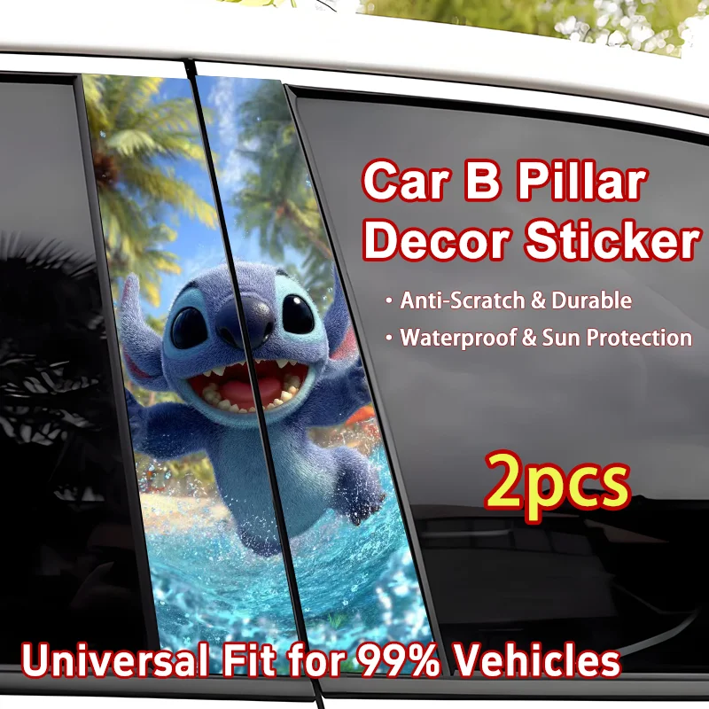 

Lilo & Stitch Car B Pillar Sticker, Personalized Pattern, PET Material, Sunproof, Practical sticker to hide pillar marks