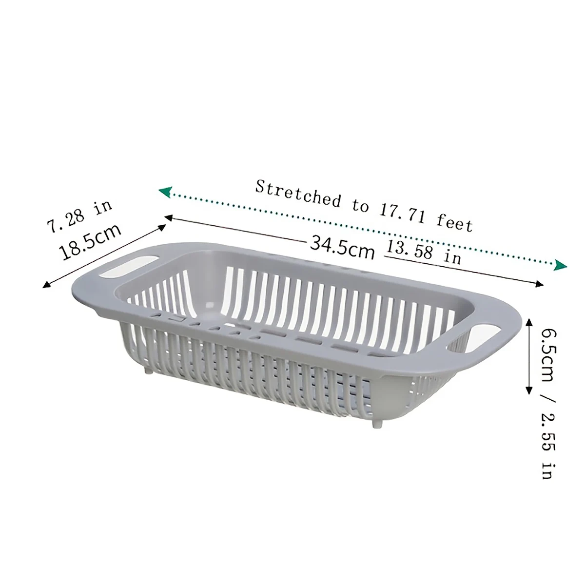 Extendable Over the Sink Colander Fruits and Vegetables Drain Basket Adjustable Strainer Sink Washing Basket for Kitchen