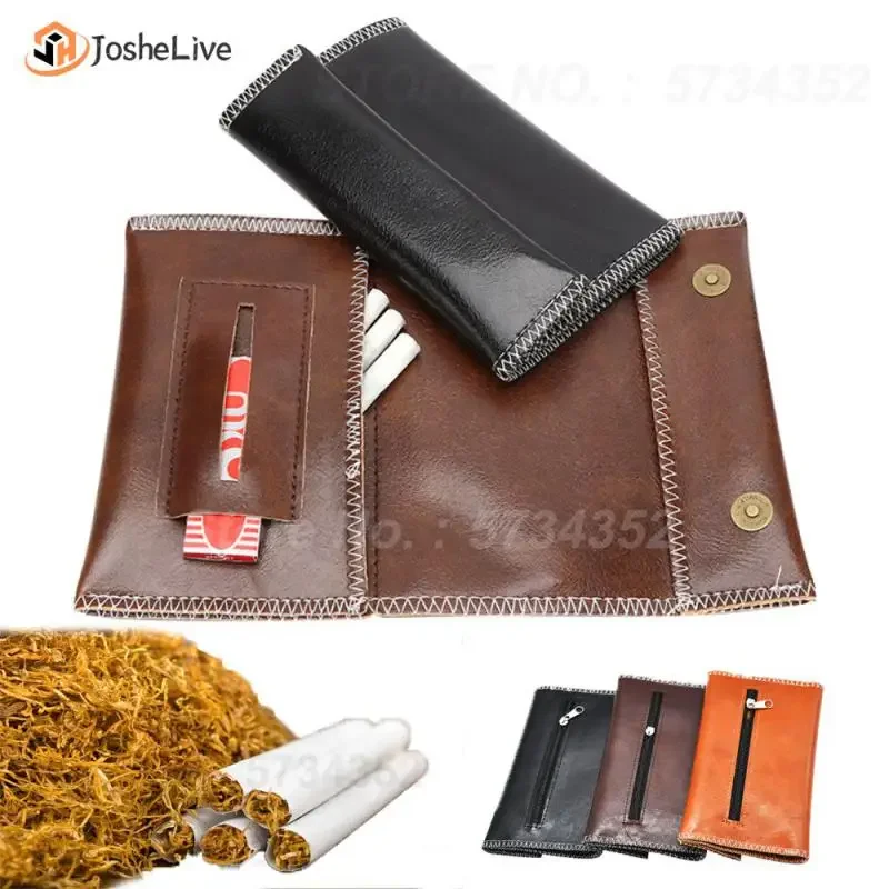 Waterproof Tobacco Pouch Practical Tobacco Bag Triple Layer Soft PU Leather Tobacco Wallet Portable Cigarette Rolling Case Acces