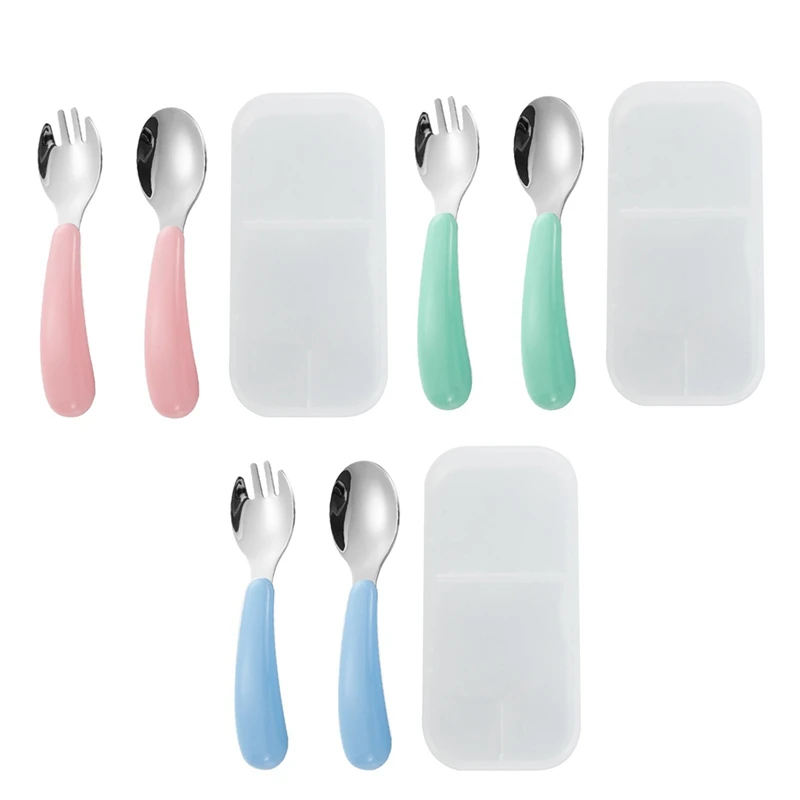 

Children's Tableware 3 Forks & 3 Spoons,Thick Easy-Grip Handles,Perfect Length For New Self Feeders,Gentle On Gums & Teeth