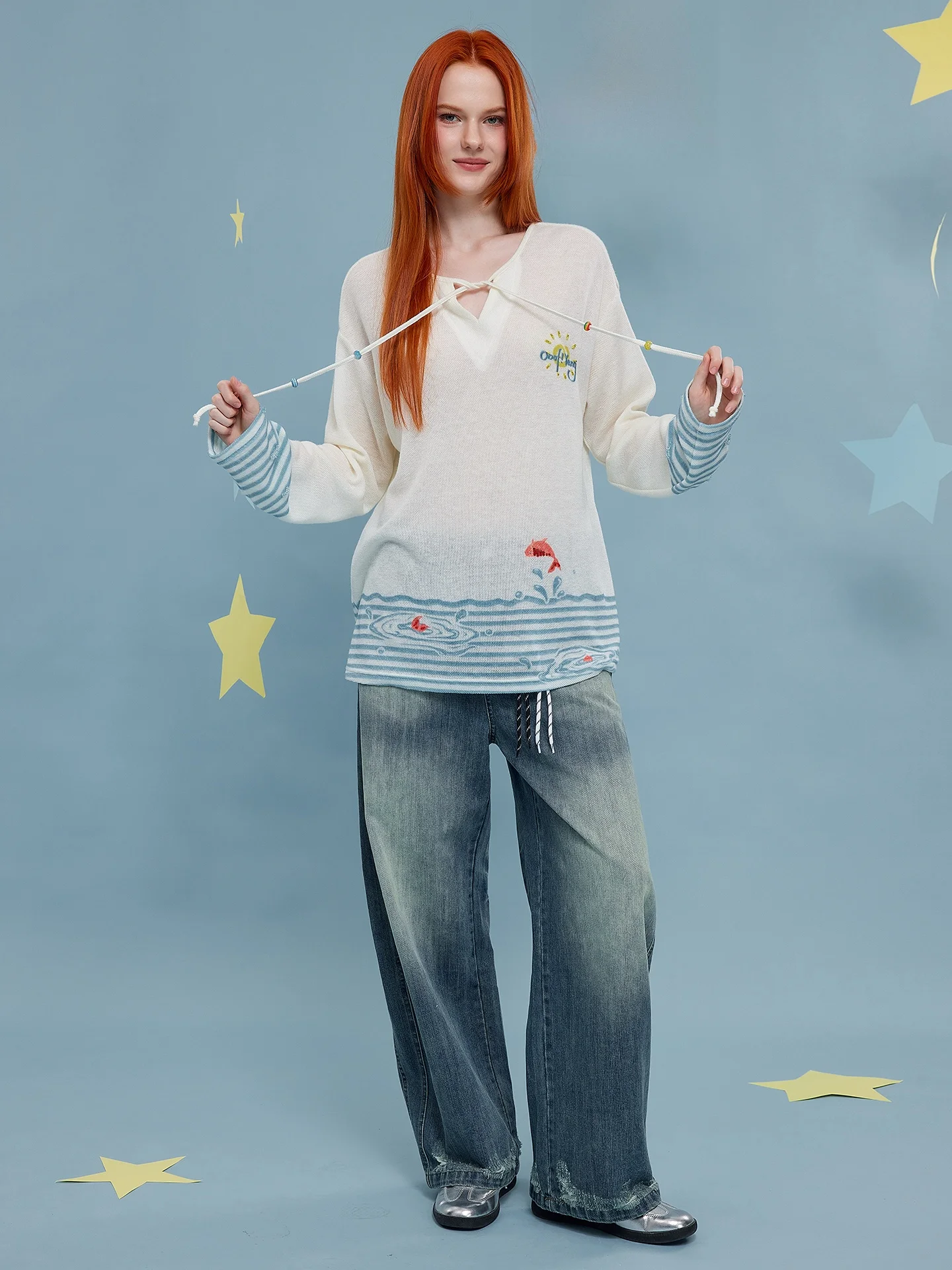 

Женская повседневная свободная длинная футболка OoofYang с пайетками, осенняя, модная, стройнящая фигуру, из полиэстера, нейлона, акрила...