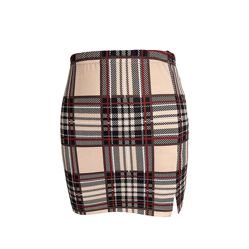 Plaid Skirt Sexy Micro Skirt Offiece Lady Red Green Elegant Pencil Mini Skirts Streetwear High Waist Lady Short Skirt for Women