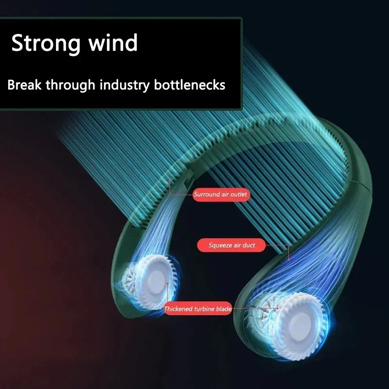 샤오미 휴대용 접이식 행잉 넥 선풍기, 여름 공기 냉각, 5000 мАч USB 충전식, 블레이드리스 무소음