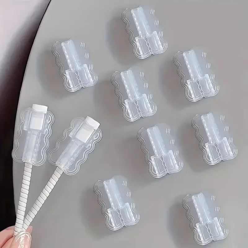 5Pcs Transparent Data Cable Protector Double Layered Waves Wear-resistant Data Cable Sleeves Fall Prevention Anti-Breakage