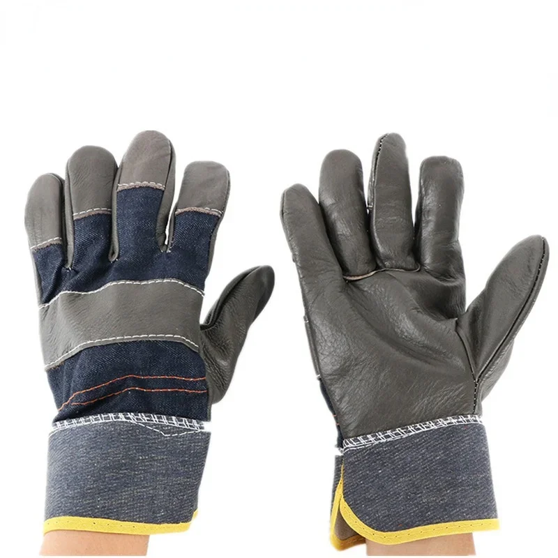 

Welding Gloves for Welder Works with Blue Palm Welders Thick Cow Split Leather Kitchen Stove Heat Puncture Resistant BBQ Glove