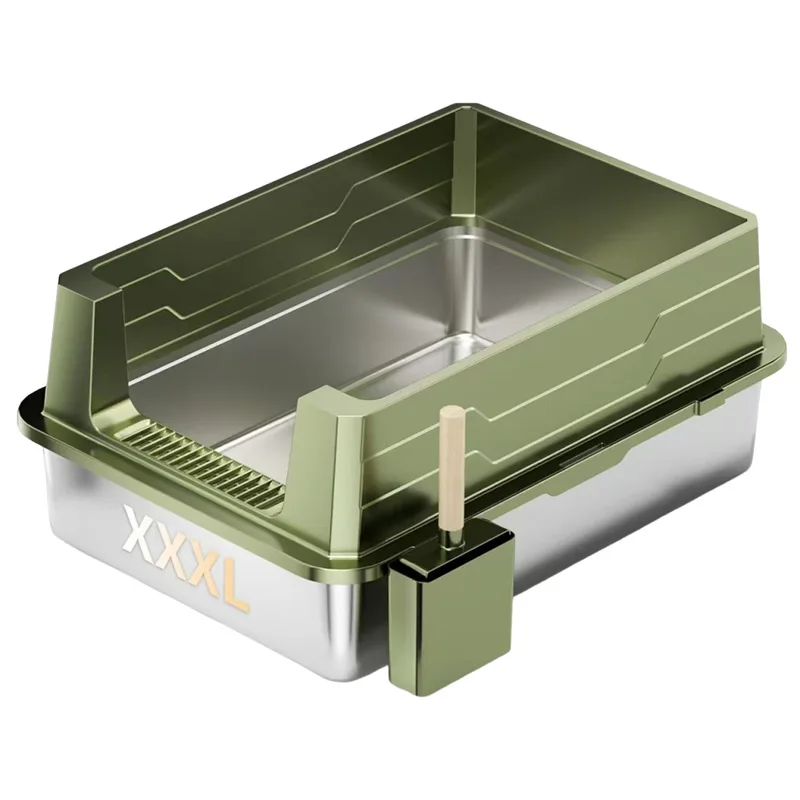 

&c Extra Large Cat Litter Box 20L Inner Space Semi-Enclosed Easy Clean Widened Thickened Leak-Proof Stainless Steel Plastic