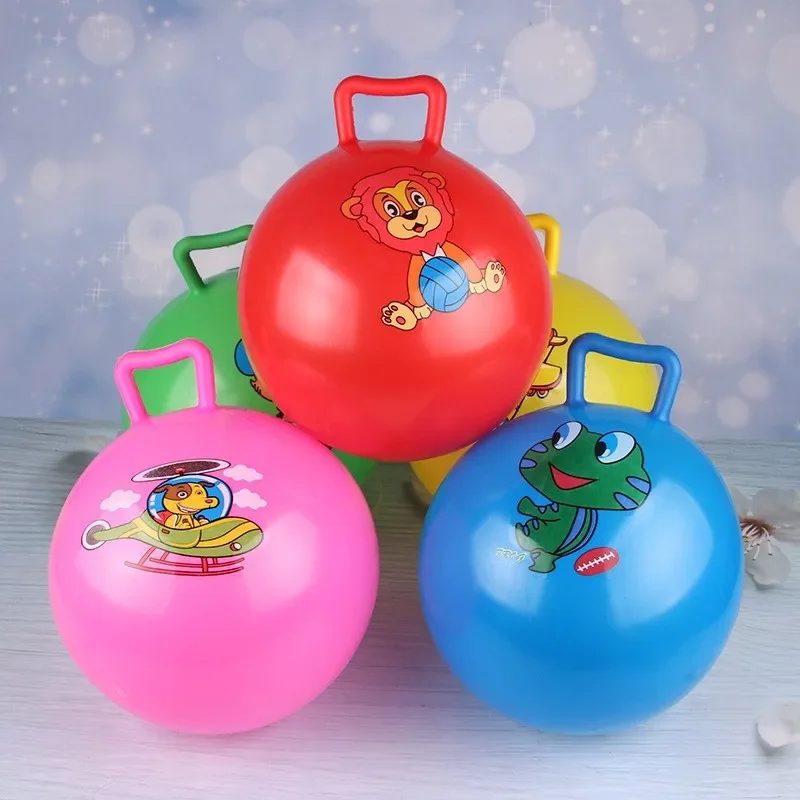 3PCS Children's PVC Handle Jumping Ball Cartoon Bouncing Sports Toy for Grasping Sense Training Beach And Swimming Pool Fun