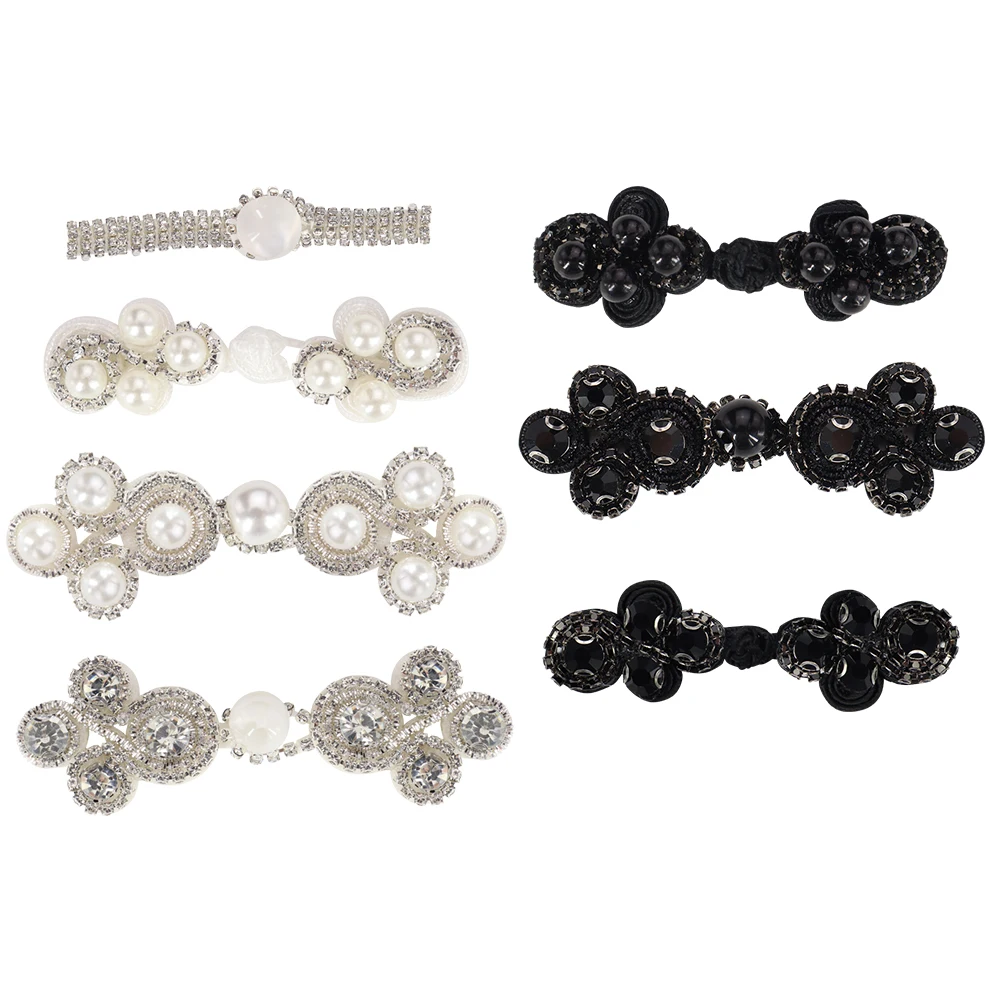 

Chinese Knots Frog Buttons Closure Sewing Buttons Fasteners Rhinestones Beads Sweater Cheongsam Cloak Coats Scarf Cardigan 5set