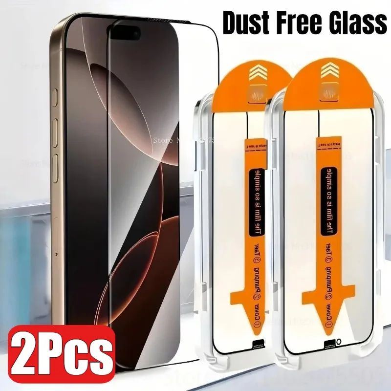 

2pcs Dust-Free Easy Installation Tempered Glass for IPhone 17 Air 17 Pro 17 Promax 13Mini 14 15 Plus 16 Promax Screen Protectors
